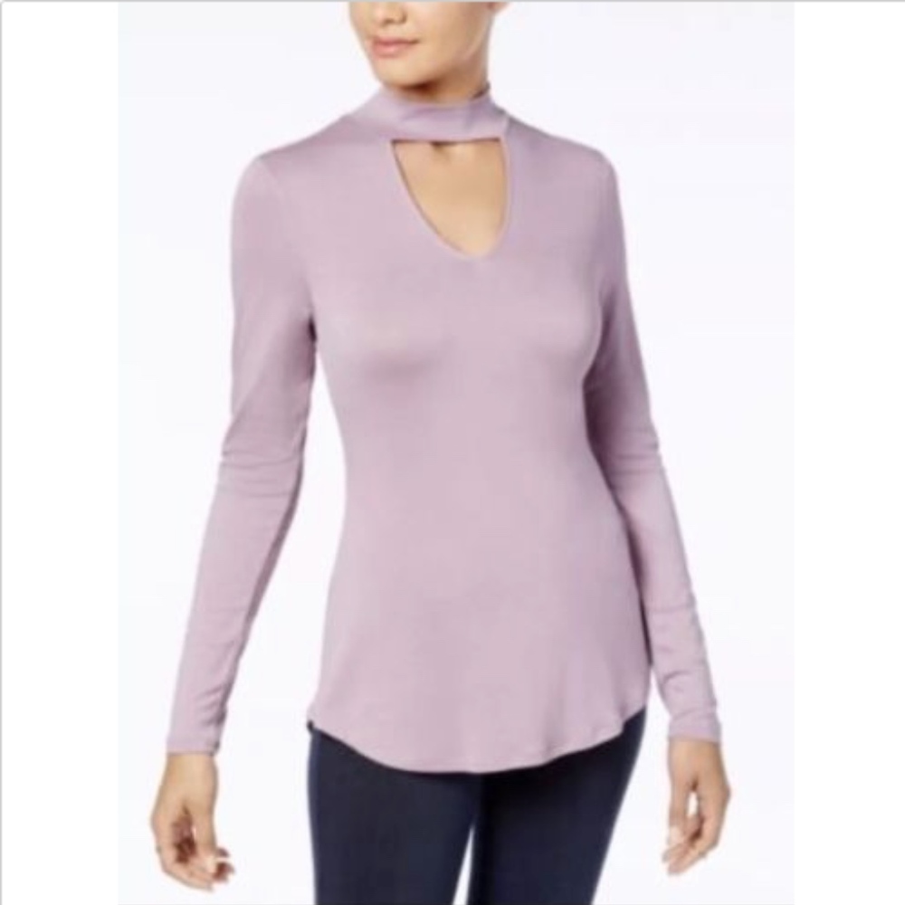 Ultra Flirt Purple Mock Neck Long Sleeve Blouse